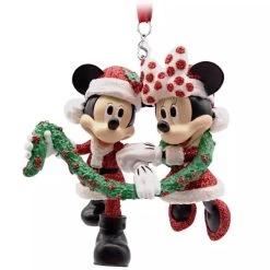 Flash Sale ???? Disney Figurine Ornament - Mickey And Minnie Holding Garland ????